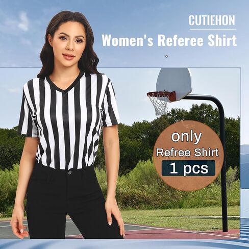 Women's Referee Shirt, Official Basketball Umpire Jersey for Halloween Costumes or Waitress Uniforms in Saudi Arabia
