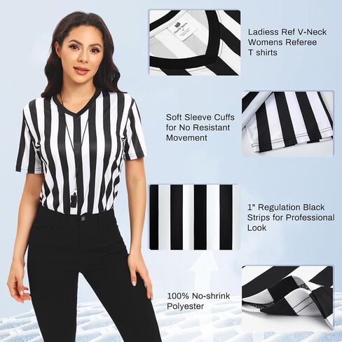 Women's Referee Shirt, Official Basketball Umpire Jersey for Halloween Costumes or Waitress Uniforms in Saudi Arabia