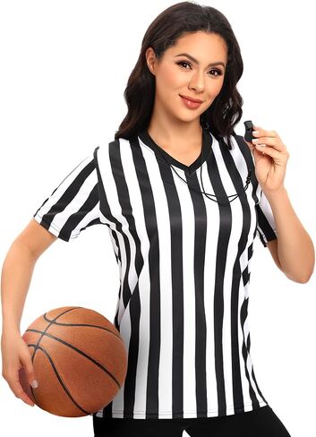 Women's Referee Shirt, Official Basketball Umpire Jersey for Halloween Costumes or Waitress Uniforms in Saudi Arabia
