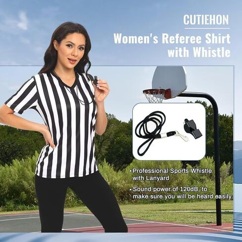 Women's Referee Shirt, Official Basketball Umpire Jersey for Halloween Costumes or Waitress Uniforms in Saudi Arabia