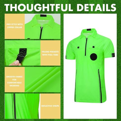 Soccer Referee Shirt Jersey Kit Official Short Sleeve Ref Shirts Uniform Halloween Costume for Men & Women in Saudi Arabia
