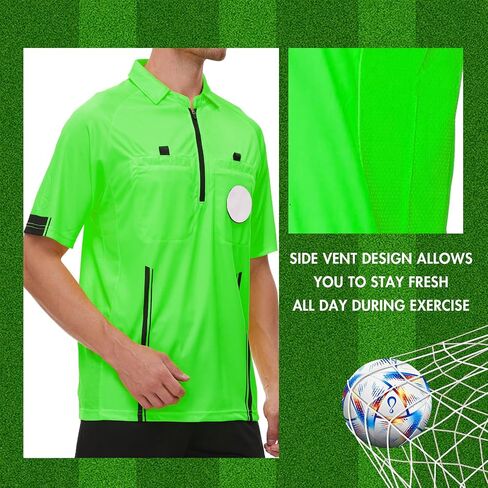 Soccer Referee Shirt Jersey Kit Official Short Sleeve Ref Shirts Uniform Halloween Costume for Men & Women in Saudi Arabia