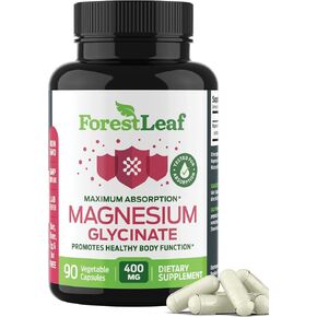 Pure Magnesium Glycinate 400mg Serving - High Absorption Magnesium Glycinate - Mag Bisglycinate for Stress, Bones, Muscles, Nerves, Relaxation & Heart Healt - 90 Capsules in Kuwait