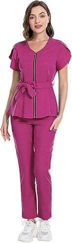 Nursing Scrubs Set 5 Pockets, Breathable Sweat-Wicking, Caregivers in Hospitals, Comfort Stretch Fabric for Nurses in Kuwait