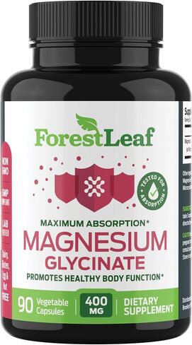 Pure Magnesium Glycinate 400mg Serving - High Absorption Magnesium Glycinate - Mag Bisglycinate for Stress, Bones, Muscles, Nerves, Relaxation & Heart Healt - 90 Capsules in Kuwait