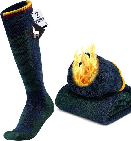 جوارب التزلج على الصوف الألباكا 2PAIR الركبة عالية الحرارية دافئة وسادة سميكة وسادة الثلج على الجليد الصيد في الهواء الطلق in Kuwait