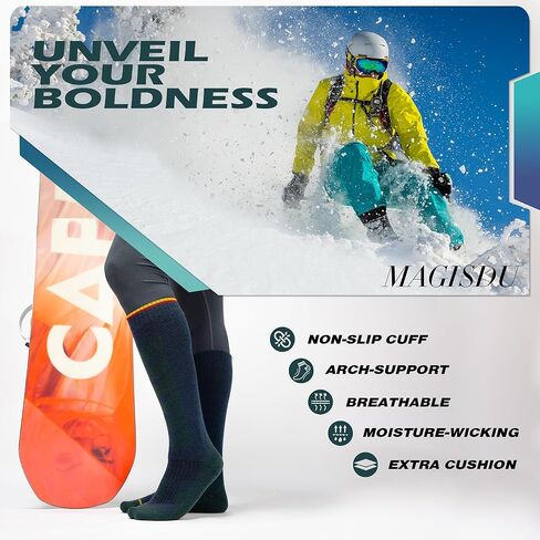 جوارب التزلج على الصوف الألباكا 2PAIR الركبة عالية الحرارية دافئة وسادة سميكة وسادة الثلج على الجليد الصيد في الهواء الطلق in Kuwait