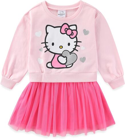 Hello Kitty Sanrio Girls Long Sleeve Tulle Dress for Little Kids to Big Kids in Saudi Arabia