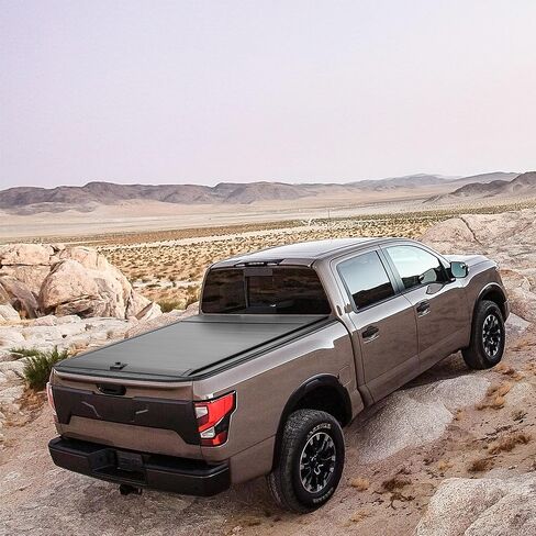 سرير شاحنة قابلة للسحب تغطية Tonneau متوافق مع 2017 2018 2019 2020 2021 2022 2023 2024 Nissan Titan (5.6 ' /67 ") قفل سرير الشاحنة الصلبة قفل مفتاح الشاحنة in Kuwait