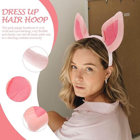 Beaupretty Pig Earpiece Headpiece Halloween Animal Cosplay Comwear headloy plush leadband for women girls wash face pink in Kuwait