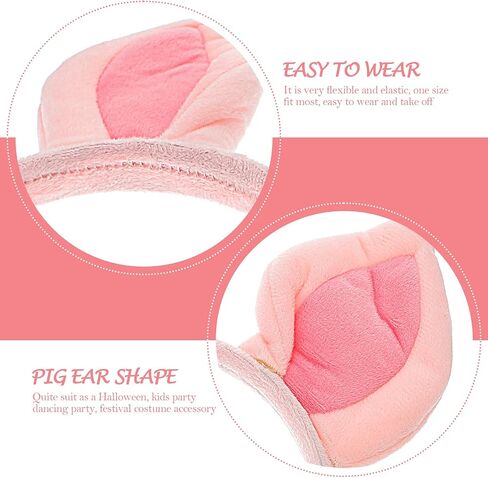 Beaupretty Pig Earpiece Headpiece Halloween Animal Cosplay Comwear headloy plush leadband for women girls wash face pink in Kuwait