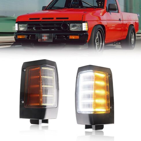 Front Parking Corner Side Marker Light Housing Compatible with Nissan D21 1990-1994, [DOT] Turn Signal Marker Light Cover [No Bulbs], Replace OEM #B611001G02, B611501G02, Smoked Lens in Saudi Arabia