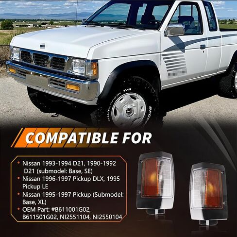 علامات جانبية لزاوية وقوف السيارات الأمامي علامة الإضاءة الإضاءة المتوافقة مع Nissan D21 1990-1994 ، [DOT] غطاء ضوء علامة الإشارة [لا مصابيح] ، استبدل OEM #B611001G02 ، B611501G02 ، عدسة مدخنة in Saudi Arabia