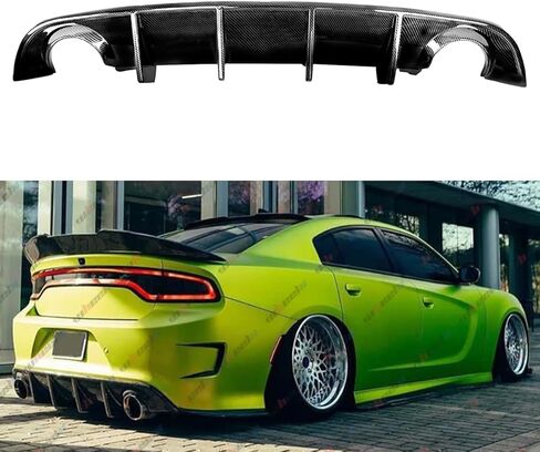 الناشر الخلفي متوافق مع شاحن دودج 2015-2023 ، فاصل الشفاه الخلفي من أجل SRT Hellcat Scat Pack 392 GT R/T Daytona (نمط ألياف الكربون) in Saudi Arabia