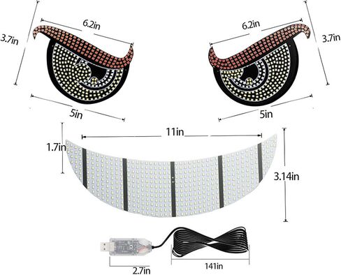RGB LED Devil Eyes Light للسيارة ، مصابيح LED الديناميكية لزجاج الأمامي للسيارات ، شرائط Eye Devil مع تحكم مفتاح واحد ، مدعوم من USB للشاحنة/سيارات الدفع الرباعي (XL-14) in Saudi Arabia