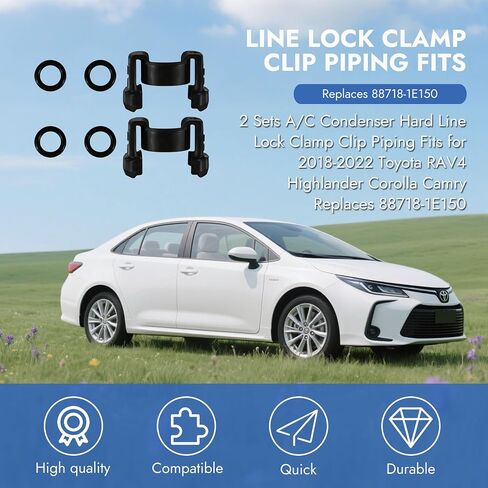 88718-1E150 2 Pack A/C Condenser Clips with O-Rings Black A/C Condenser Hard Line Lock Clamp Clips Kit Fits for Toyota 2018-2022 RAV4 Highlander Corolla Camry C-HR Prius Venza 2018-2023 in Saudi Arabia