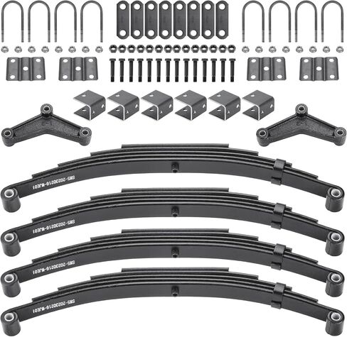 youxmoto 4pcs 5 Springs 3000lb ، for 5200lb-6000lb tandem tandem tander axle kit & u-bolt & hanger kit ؛ 25-1/4 "L ، 1-3/4" عرض ، 9/16 "ديا جلبة ، يناسب SW5 in Saudi Arabia