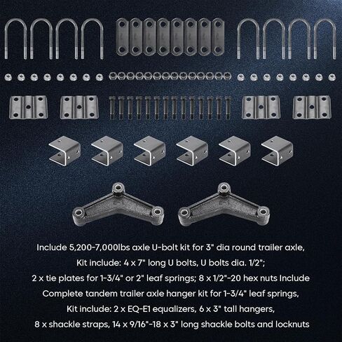 youxmoto 4pcs 5 Springs 3000lb ، for 5200lb-6000lb tandem tandem tander axle kit & u-bolt & hanger kit ؛ 25-1/4 "L ، 1-3/4" عرض ، 9/16 "ديا جلبة ، يناسب SW5 in Saudi Arabia