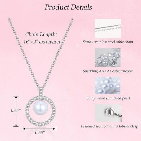 هدايا عيد ميلاد Epirora للفتيات ، 7/8/9/10/11/12/13th/14/15/15/16/18th Bady Jewellery تعرض أفكارًا لحفيدة ابنة أخت أخت أصدقاء ، 16+2 "قلادة لؤلؤة قابلة للتعديل in Saudi Arabia