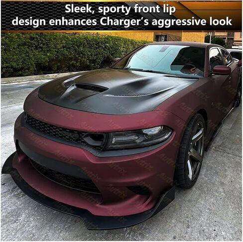 Front Bumper Lip Splitter for 2015-2024 Dodge Charger SRT RT GT Daytona Scat Pack Non-Widebody, Charger Front Lip Spoiler Air Dam Sport Style Gloss Black in Kuwait