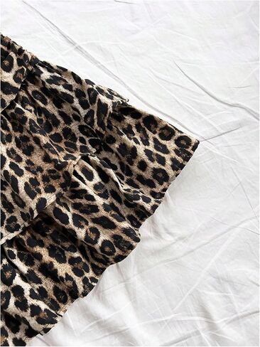 Girl's Leopard Mini Skirt Y2k Cheetah Layered Ruffle A Line Going Out Short Skirts in Saudi Arabia