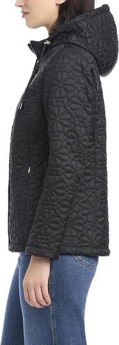 kate spade new york Women's Spade Flower-Quilt Hooded Jacket, Black in Saudi Arabia
