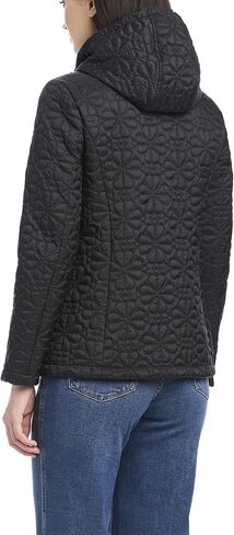 kate spade new york Women's Spade Flower-Quilt Hooded Jacket, Black in Saudi Arabia