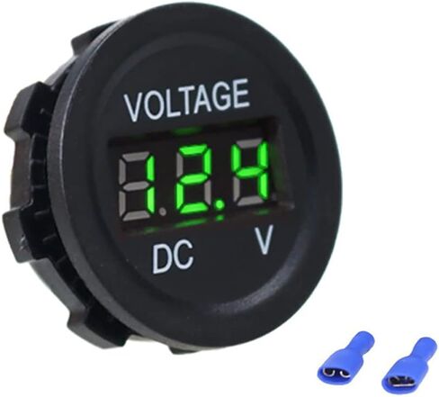 4 Pieces DC 12V Car Voltage Gauge LED Display Waterproof Voltmeter Digital Round Panel Voltmeter Compatible with Vehicle Motorcycle Truck Camper Caravan ATV UTV Car Boat Marine (Green Digital) in Saudi Arabia