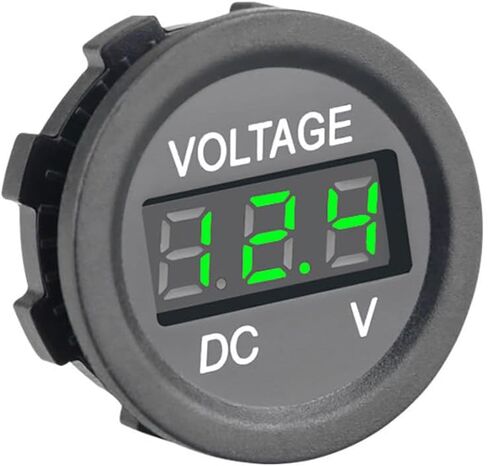 4 Pieces DC 12V Car Voltage Gauge LED Display Waterproof Voltmeter Digital Round Panel Voltmeter Compatible with Vehicle Motorcycle Truck Camper Caravan ATV UTV Car Boat Marine (Green Digital) in Saudi Arabia