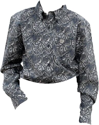 Cinch Western Shirt Boys Long Sleeve Paisley Button M Black MTW7060350 in Saudi Arabia