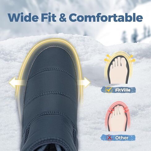 FitVille Mens Winter Boots Wide Width Water Resistant Snow Boots for Men Lightweight Warm Fur Lined in Saudi Arabia