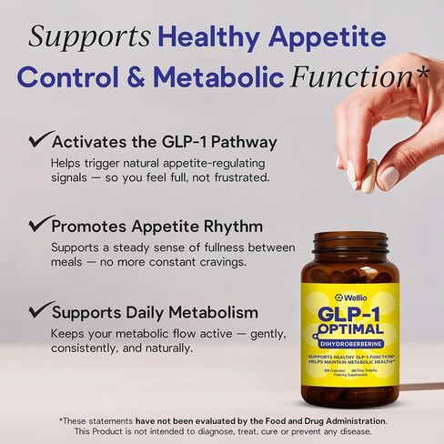 GLP-1 Optimal - Dihydroberberine 300mg, Prebiotics, Natural GLP-1 Supplement for Metabolic, Energy, Made in USA, 60 Capsules, 1 Month Supply in Saudi Arabia