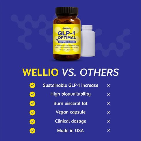 GLP-1 Optimal - Dihydroberberine 300mg, Prebiotics, Natural GLP-1 Supplement for Metabolic, Energy, Made in USA, 60 Capsules, 1 Month Supply in Saudi Arabia