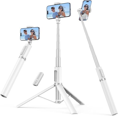 SYNCWIRE 53.5" Phone Tripod, Selfie Stick Tripod with Bluetooth Remote, All-in-One Aluminum Phone Tripod Stand for 4"-7" iPhone and Android Smartphones, Black in Kuwait