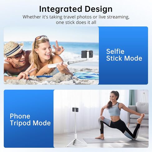 SYNCWIRE 53.5" Phone Tripod, Selfie Stick Tripod with Bluetooth Remote, All-in-One Aluminum Phone Tripod Stand for 4"-7" iPhone and Android Smartphones, Black in Kuwait