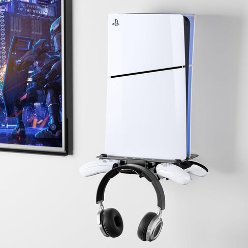 ZHGM Wall Mount for PS5 Slim/PS5, Metal Wall Mount Kit for Playstation 5 Console & Controllers, Enhance Heat Dissipation, Mount Near TV Left/Right, Space Saving & Stable Wall Stand Holder (Sliver) in Saudi Arabia
