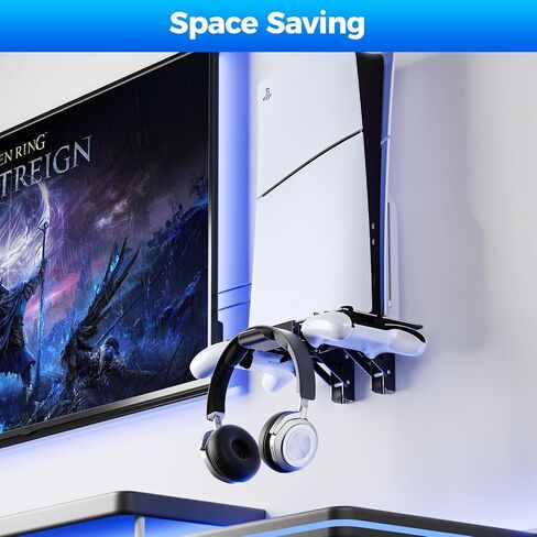 ZHGM Wall Mount for PS5 Slim/PS5, Metal Wall Mount Kit for Playstation 5 Console & Controllers, Enhance Heat Dissipation, Mount Near TV Left/Right, Space Saving & Stable Wall Stand Holder (Sliver) in Saudi Arabia
