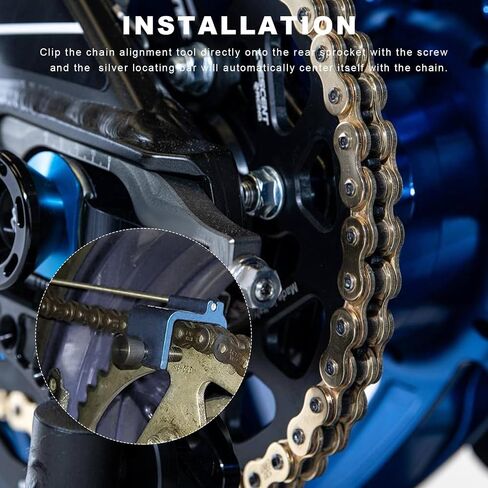 Chain Alignment Tool for Motorcycle, Motorcycle Sprocket Chain Quick & Accurate Adjustment Tool, Aluminum Alignment Tool Compatible with ATV Dirt Bike Scooter Chain (Blue) in Saudi Arabia