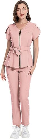 Nursing Scrubs Set 5 Pockets, Breathable Sweat-Wicking, Caregivers in Hospitals, Comfort Stretch Fabric for Nurses in Kuwait