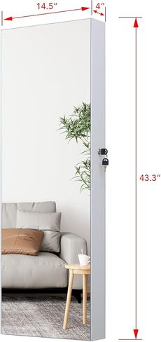 خزانة مجوهرات LED مع مرآة - 47.3 "مرآة مجوهرات باب Armoire معلقة/مرآة مثبتة على الحائط مع التخزين والأدراج بنية ريفية in Kuwait
