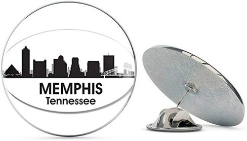بيضاوي B/W أفق Memphis (City TN Tenn) Metal 0.75 "Tabel Hat Pin Tie Tack Pinback in Saudi Arabia