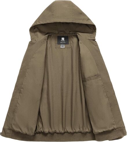 Pursky Men's Casual Cotton Jacket Lightweight Canvas Work Jacket Hooded Stylish Durable Windbreaker in Kuwait