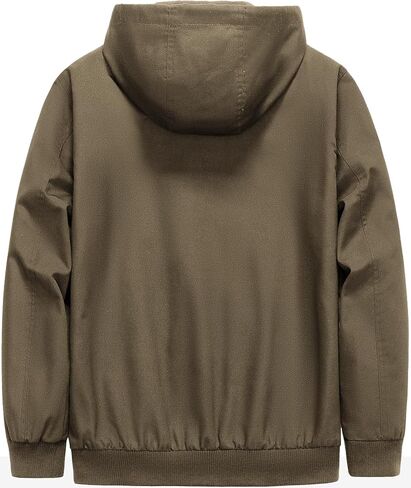 Pursky Men's Casual Cotton Jacket Lightweight Canvas Work Jacket Hooded Stylish Durable Windbreaker in Kuwait