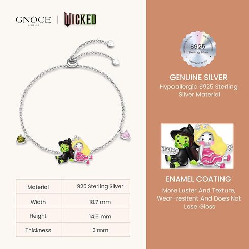 GNOCE Wicked Friendship Love Heart Adjustable Bracelet for Her, S925 Sterling Silver Bracelet for Women Fit Bracelet, Halloween Mother's Day Jewelry in Saudi Arabia