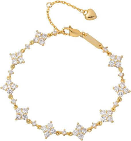 Dainty Gold Silver Bracelet for Women Trendy Non Tarnish 14K Gold Plated Cubic Zirconia Bracelet Simple Butterfly Flower Cubic Zirconia Bracelets Jewelry Gift for Women in Saudi Arabia