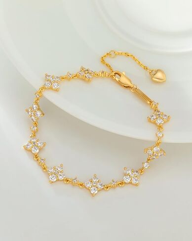 Dainty Gold Silver Bracelet for Women Trendy Non Tarnish 14K Gold Plated Cubic Zirconia Bracelet Simple Butterfly Flower Cubic Zirconia Bracelets Jewelry Gift for Women in Saudi Arabia