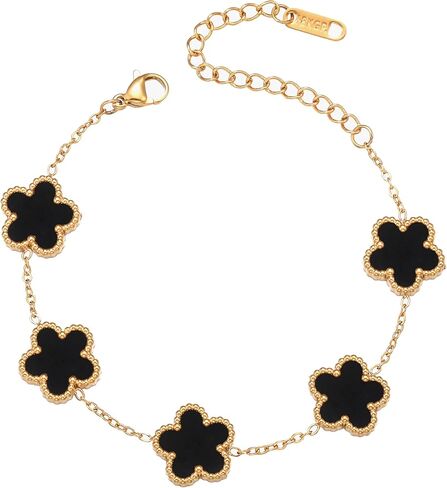 Clover Bracelet for Women 18K Gold Plated Four Leaf Flower Lucky 4 Leaf Link Bracelet Jewelry Gift for Women in Saudi Arabia