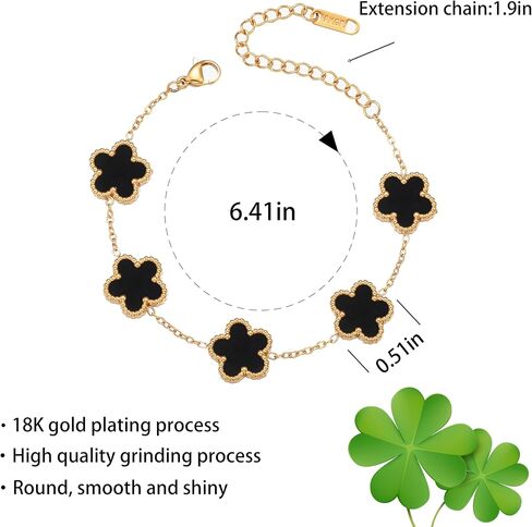 Clover Bracelet for Women 18K Gold Plated Four Leaf Flower Lucky 4 Leaf Link Bracelet Jewelry Gift for Women in Saudi Arabia