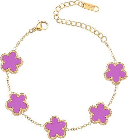 Clover Bracelet for Women 18K Gold Plated Four Leaf Flower Lucky 4 Leaf Link Bracelet Jewelry Gift for Women in Saudi Arabia