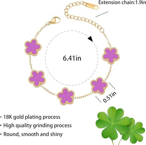 Clover Bracelet for Women 18K Gold Plated Four Leaf Flower Lucky 4 Leaf Link Bracelet Jewelry Gift for Women in Saudi Arabia